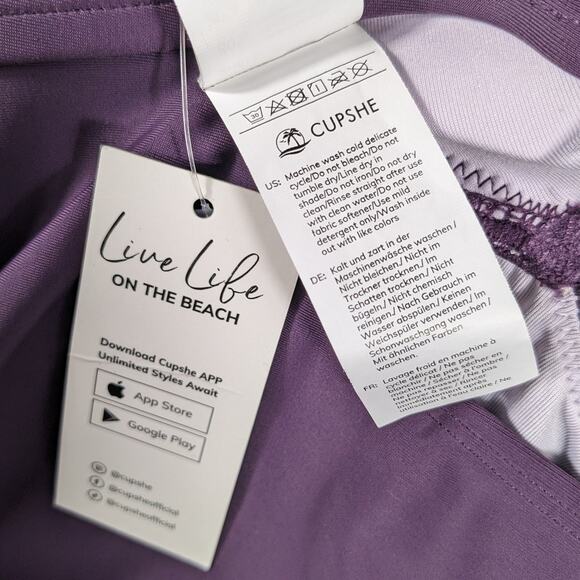 NWT Cupshe Swim Suit Women's Small Purple One Piece Ruched Adjustable Strap - Picture 11 of 12